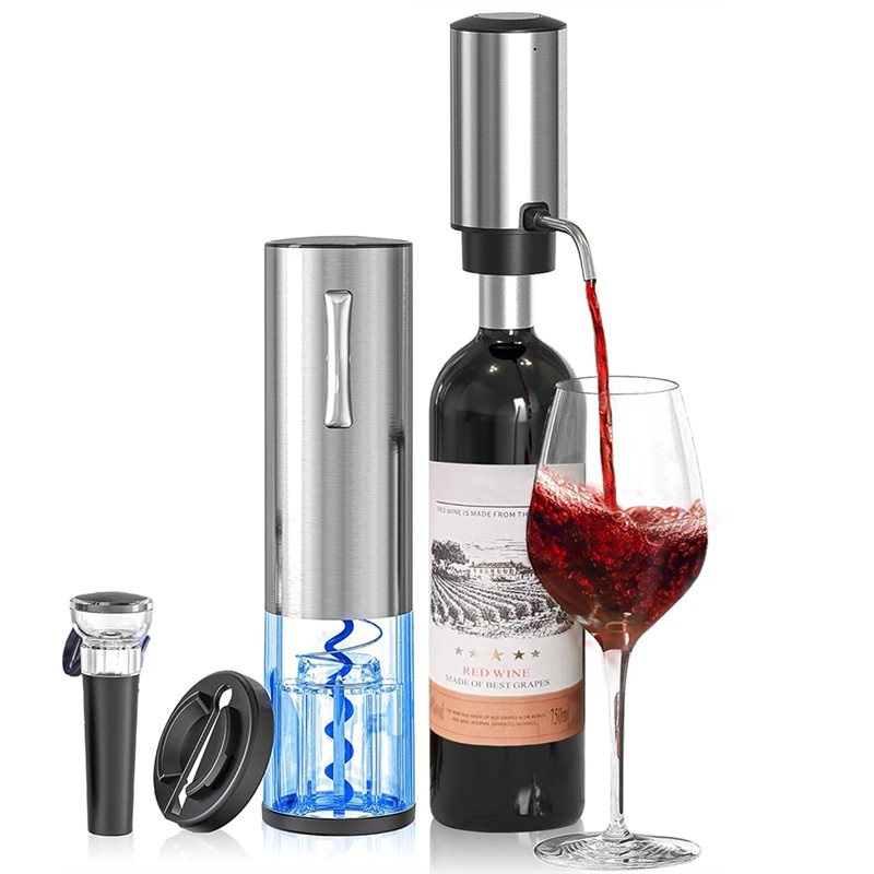 Decanter Aerator Set - A84G-電動ワインオープナー 4-in-1 充電式ワインエアレーターギフトセット、電動ワインデカンター付き、ホームバーパーティー用