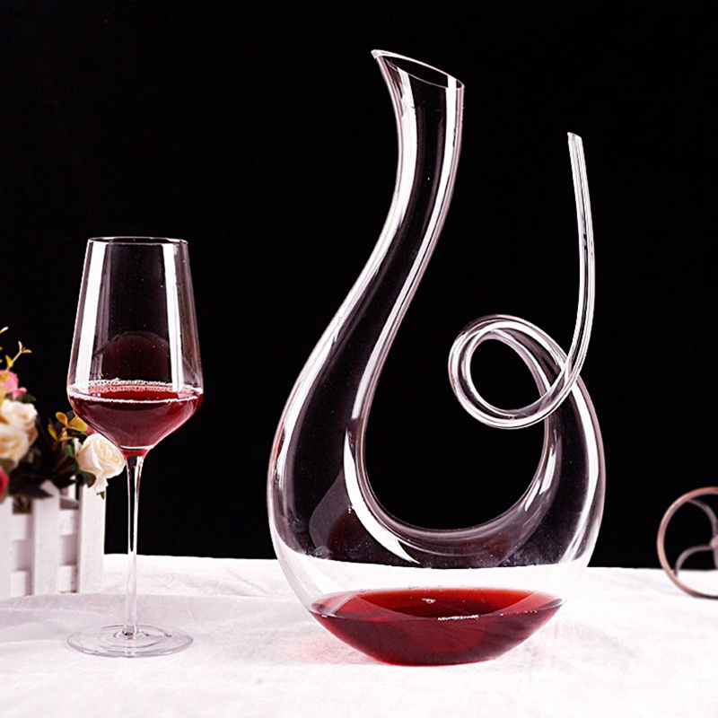 Decanter Aerator Set - 赤ワインスワンエアレーターセット,手吹きデカンター,カラフ,鉛フリー,ファッション,バーパーティー