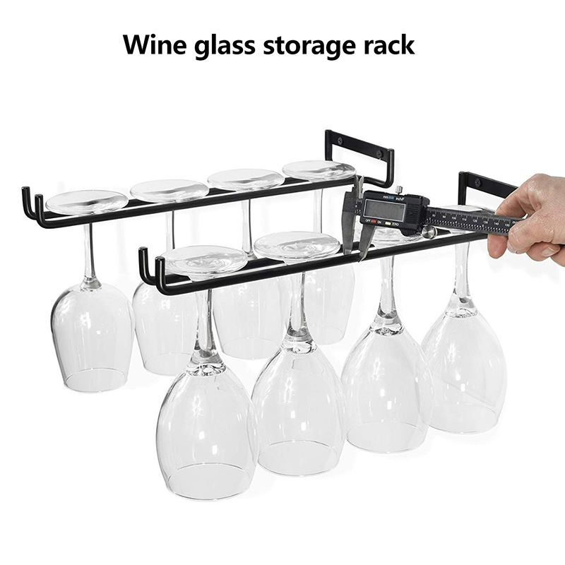 Wine Rack Wall Mount - 1個入り 鉄製壁掛けワイングラスラック 吊り下げ式ワインカップホルダー バーゴブレットステムウェア収納ラック シェルフハンガー 鉄製キッチンオーガナイザー