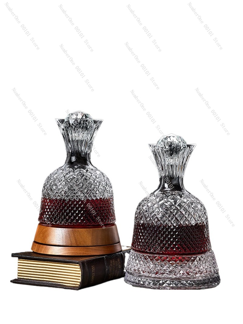 Decanter Aerator Set - 家庭用高級回転式ワインデカンタ、効率的なワインエアレーター、クリスタルクリアガラスデザイン、高級ダイニングテーブルワインセット