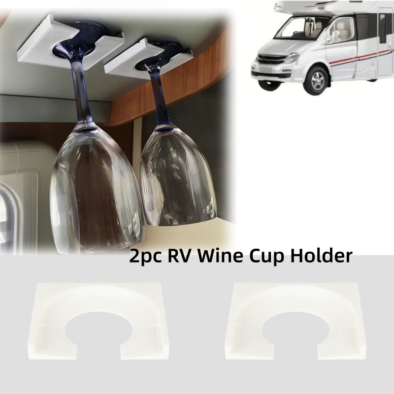 Wine & Beer Emporium - 2pc RV キャンピングカーワインカップホルダー 自己粘着接着剤付き 簡単に取り付けられる安定したドリンクホルダー キャンプ車両