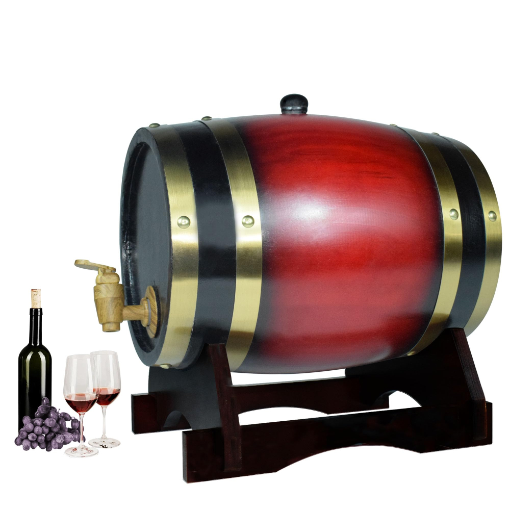 Wine Beer And Spirit - ウイスキーバレルディスペンサー オーク樽熟成樽 木製ホームウイスキーバレルデカンター ワイン、スピリッツ、ビール用 1L/1.5L/3L ワインバーツール
