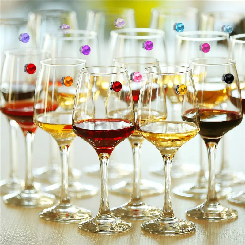 Wine Beer Cooler - クリスタルワインチャーム,ワインカップ,チャームサイン,岩磁石のドリンクマーカー,結婚披露宴用品