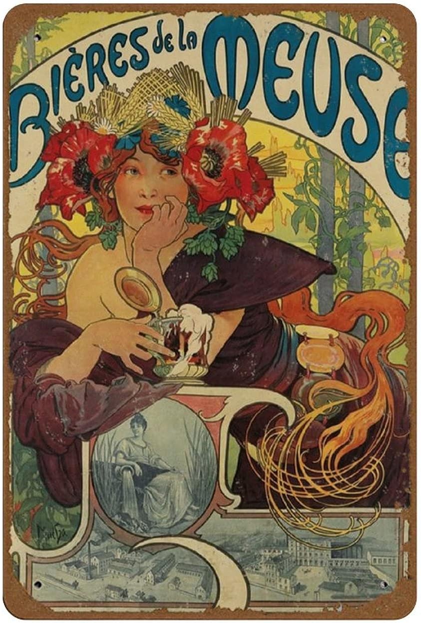 Wine Beer And Spirit - ビエール・ド・ラ・ムーズ フランス 1897年 アルフォンス・ミュシャ ヴィンテージ ビール・ワイン＆スピリッツ