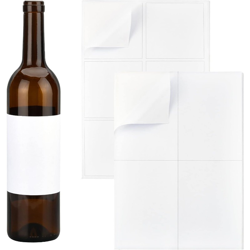 Wine Bottle Size - ワインボトル用マットホワイトラベルステッカー,粘着ラベル,インクジェット印刷可能,2サイズ,20枚,100枚