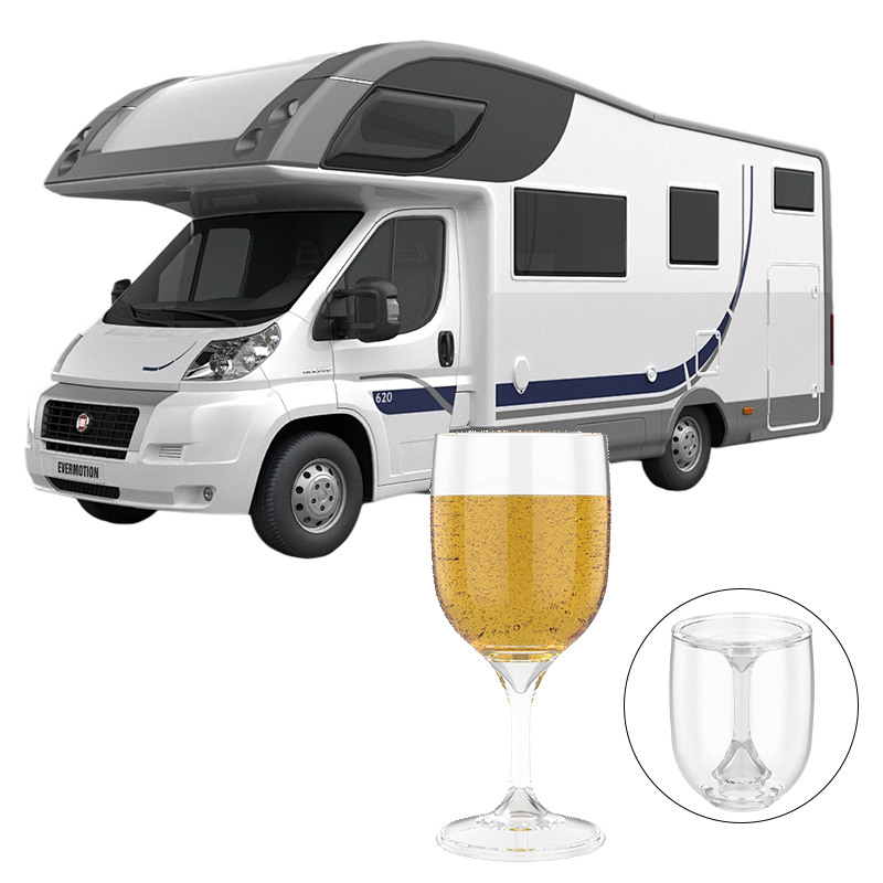 Wine & Beer Emporium - 折りたたみワイングラス透明食品グレードプラスチックワイングラス 200 ミリリットルポータブル旅行酒グラスキャラバンキャンピングカーピクニック用