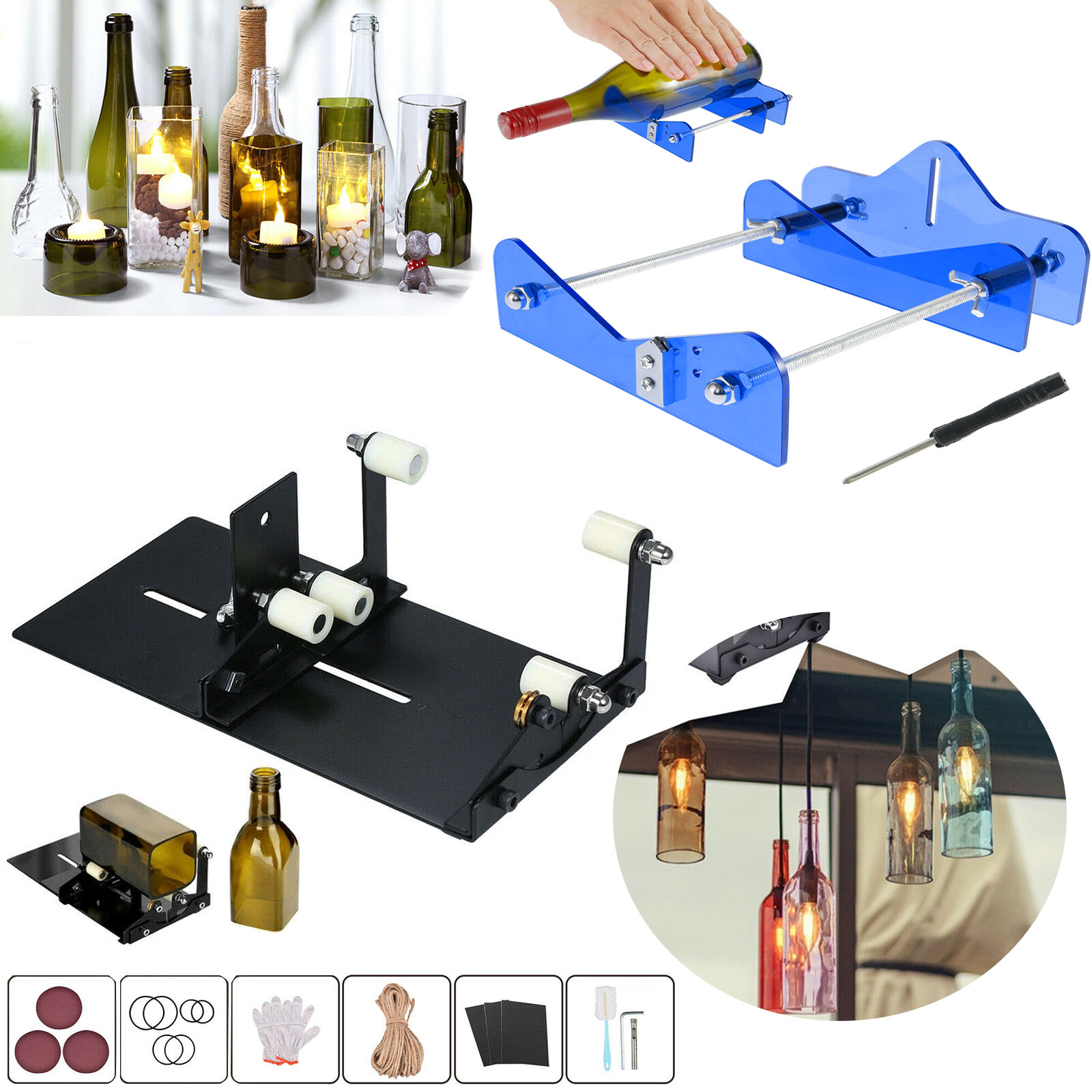 Wine Bottle Size - ユニバーサル調整可能なDIYガラスボトルカッター、サイズ調整可能、金属製ガラスボトル切断機、ワインボトルクラフト装飾用切断工具