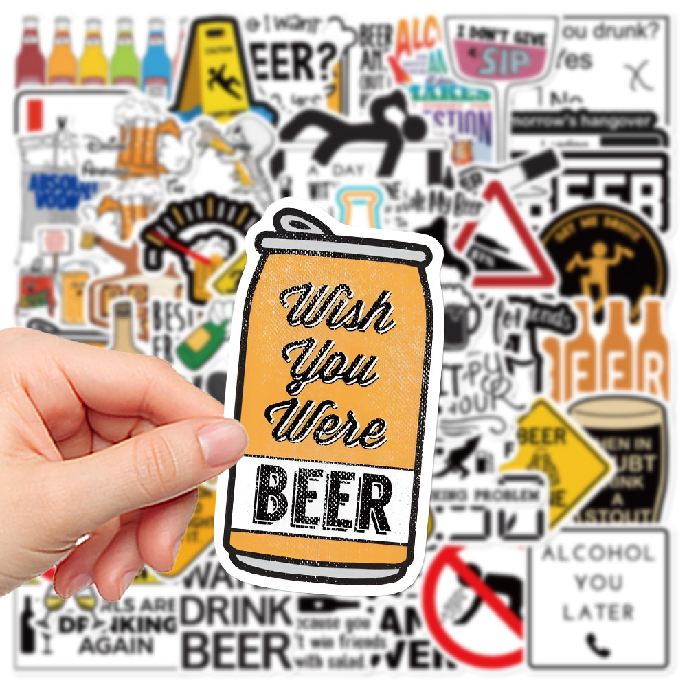Wine Beer Cooler - ユーモラスなグラフィティステッカー,アルコール,ビール,ワイン,ドリンク,記念日,日記,オートバイ,自転車の装飾,10個,30個,52個