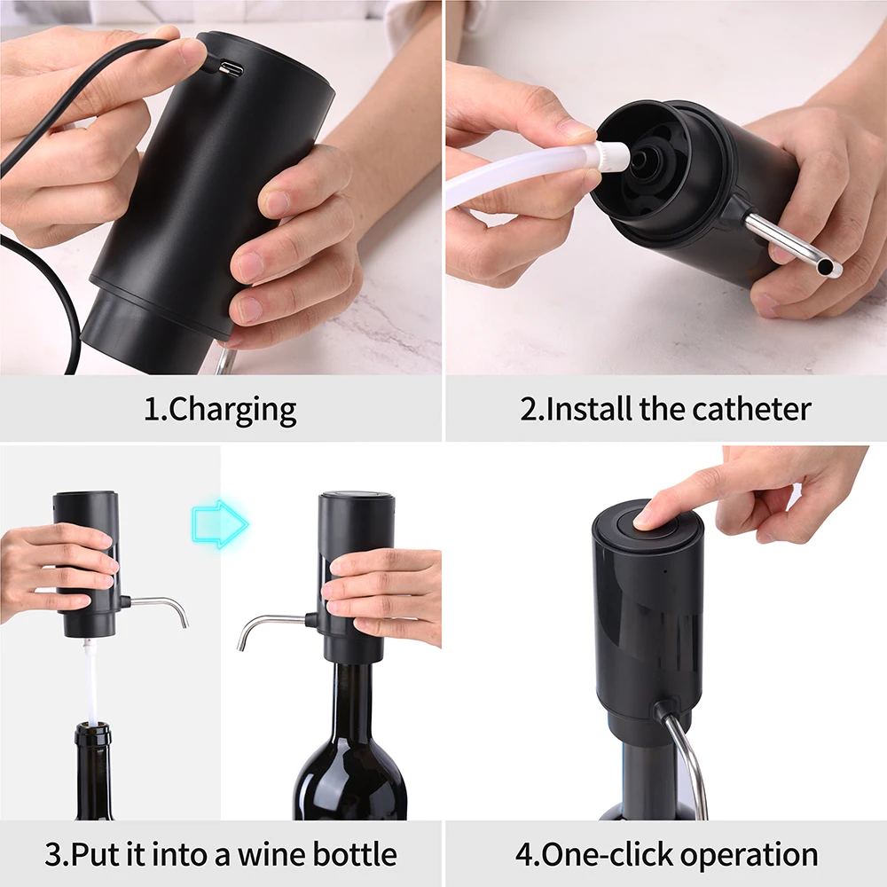自動充電式タッチワインエアレーター,電気デカンター,冷却ディ - Decanter Aerator Set のレビューと価格