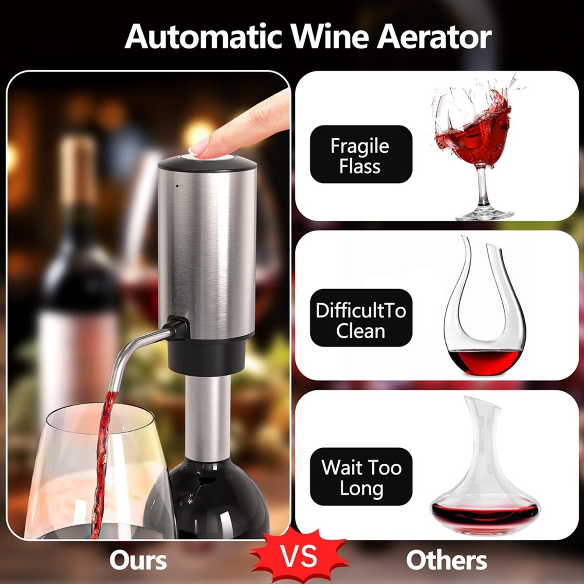ETRT 電動ワインエアレーター ワインデカンターセット 充 - Decanter Aerator Set のレビューと価格