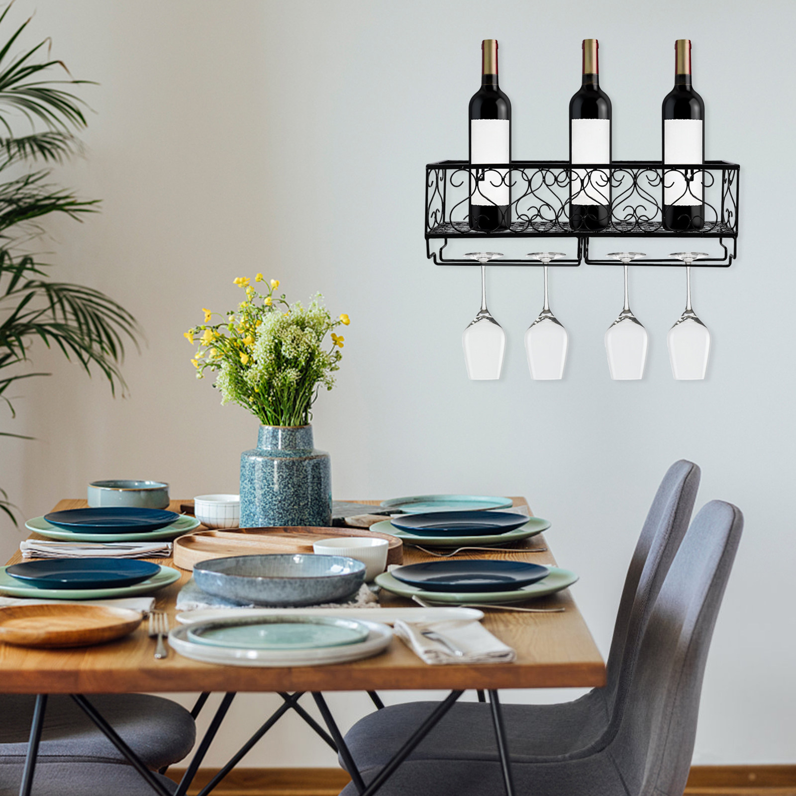 1 個の壁掛けワインボトルラック高品質の金属製簡単設置安定し - Wine Rack Wall Mount のレビューと価格