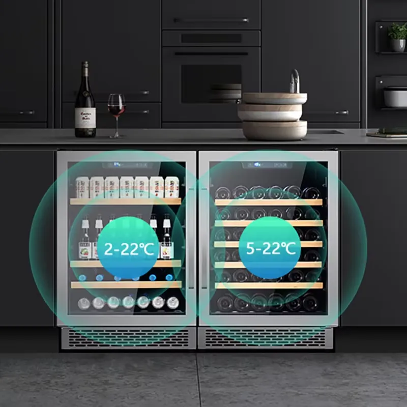 48本収納 ワインクーラー デュアルガラスドア ビールクーラ - Wine Beer Dual Zone のレビューと価格