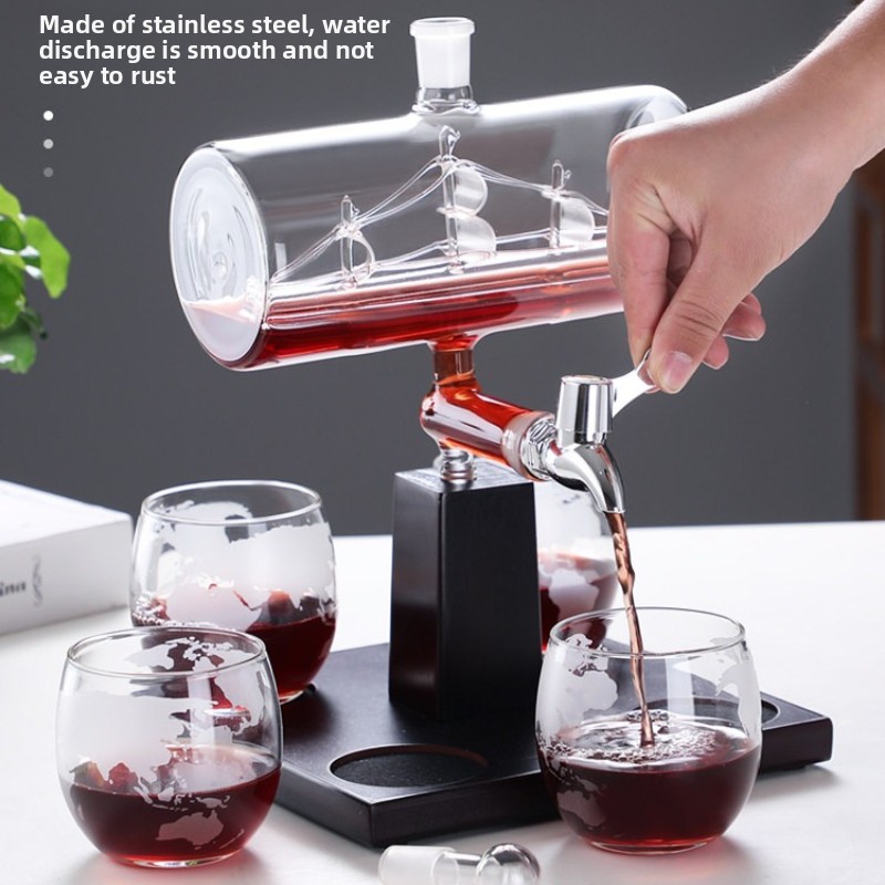 強化ガラスワインデカンタ家庭用エアレータータップ付きクリエイ - Decanter Aerator Set のレビューと価格