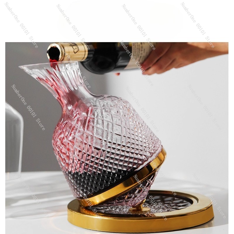 高級クリスタルワインデカンタセット、転倒防止回転台付き、スム - Decanter Aerator Set のレビューと価格
