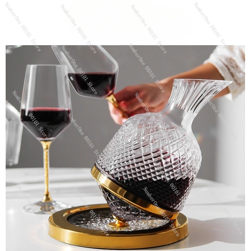 高級クリスタルワインデカンタセット、転倒防止回転台付き、スム - Decanter Aerator Set のレビューと価格