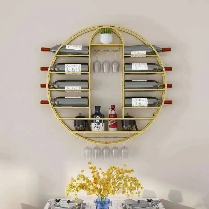 モダンな北欧風丸型壁掛けワインバーラック、家庭用収納ラック家 - Wine Rack Wall Mount のレビューと価格