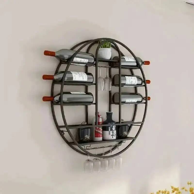 モダンな北欧風丸型壁掛けワインバーラック、家庭用収納ラック家 - Wine Rack Wall Mount のレビューと価格
