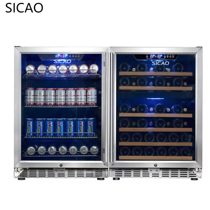 2ドアワインビール冷蔵庫ガラスディスプレイクーラー内蔵型飲料 - Wine Beer Dual Zone のレビューと価格