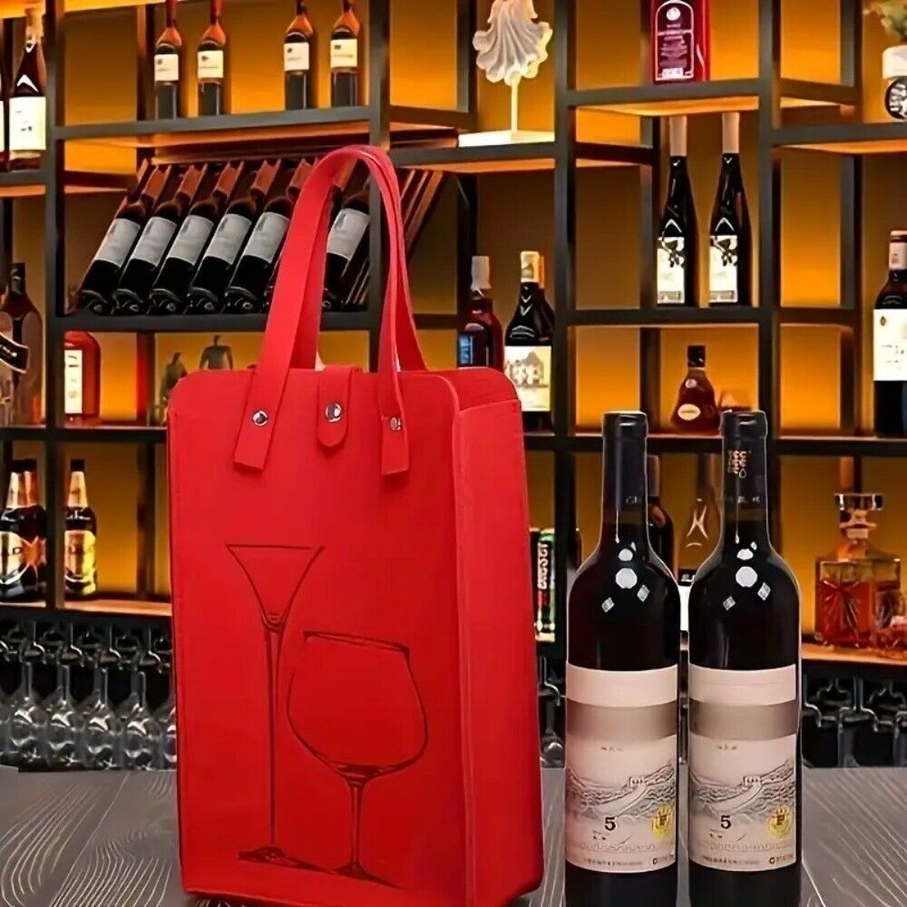 高品質フェルト製赤ワインバッグ、ダブルハンドル付きワインギフ - Wine & Beer Emporium のレビューと価格