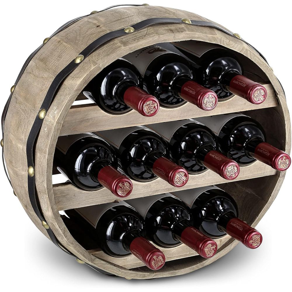 天然木製の工業用壁掛けバレルワインホルダー（10本用）、装飾 - Wine Rack Wall Mount のレビューと価格