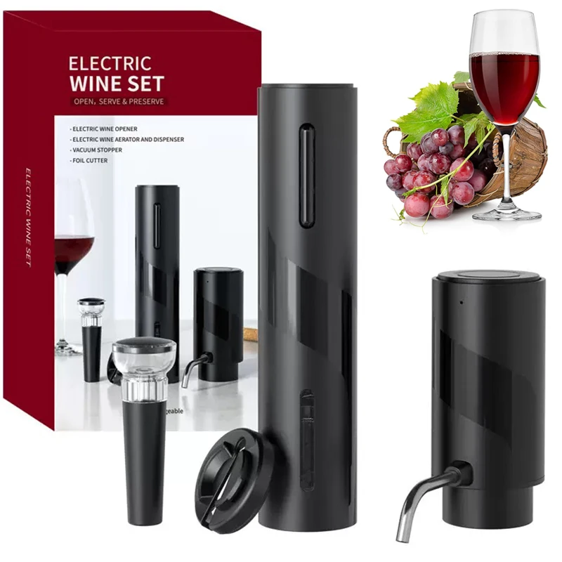 USB充電式4-in-1電動ワインオープナーセット（デカンタ - Decanter Aerator Set のレビューと価格
