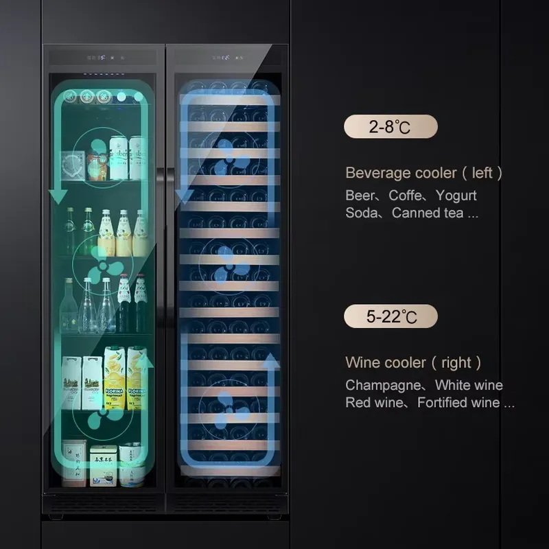 ビルトイン飲料冷蔵庫 ダブルドアワインクーラー 大容量ビール - Wine Beer Dual Zone のレビューと価格