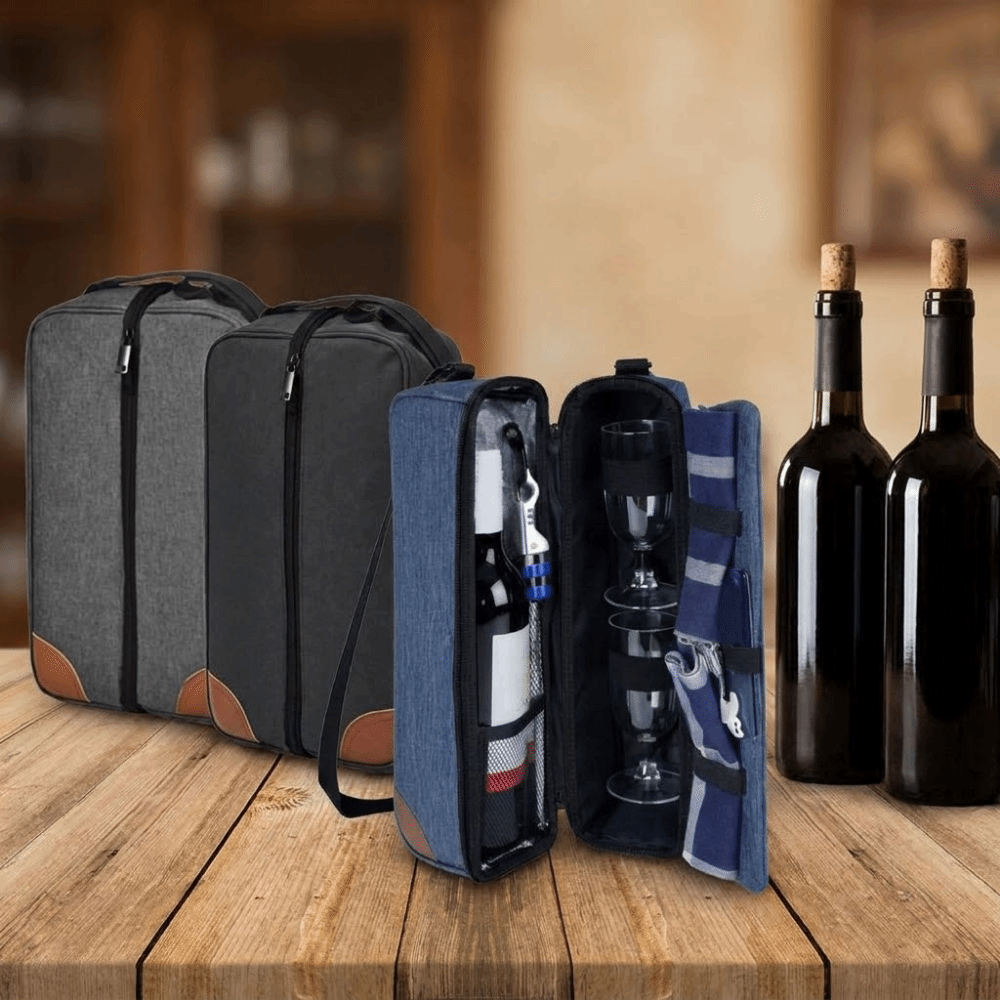 大容量ワインクーラーバッグ、2本収納可能、保護機能付きワイン - Wine Bottle Size のレビューと価格