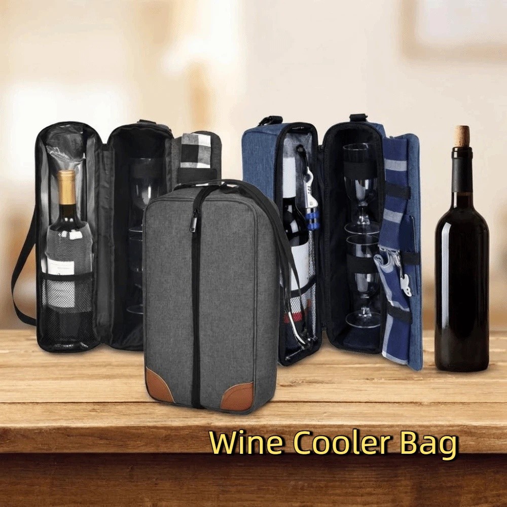 大容量ワインクーラーバッグ、2本収納可能、保護機能付きワイン - Wine Bottle Size のレビューと価格