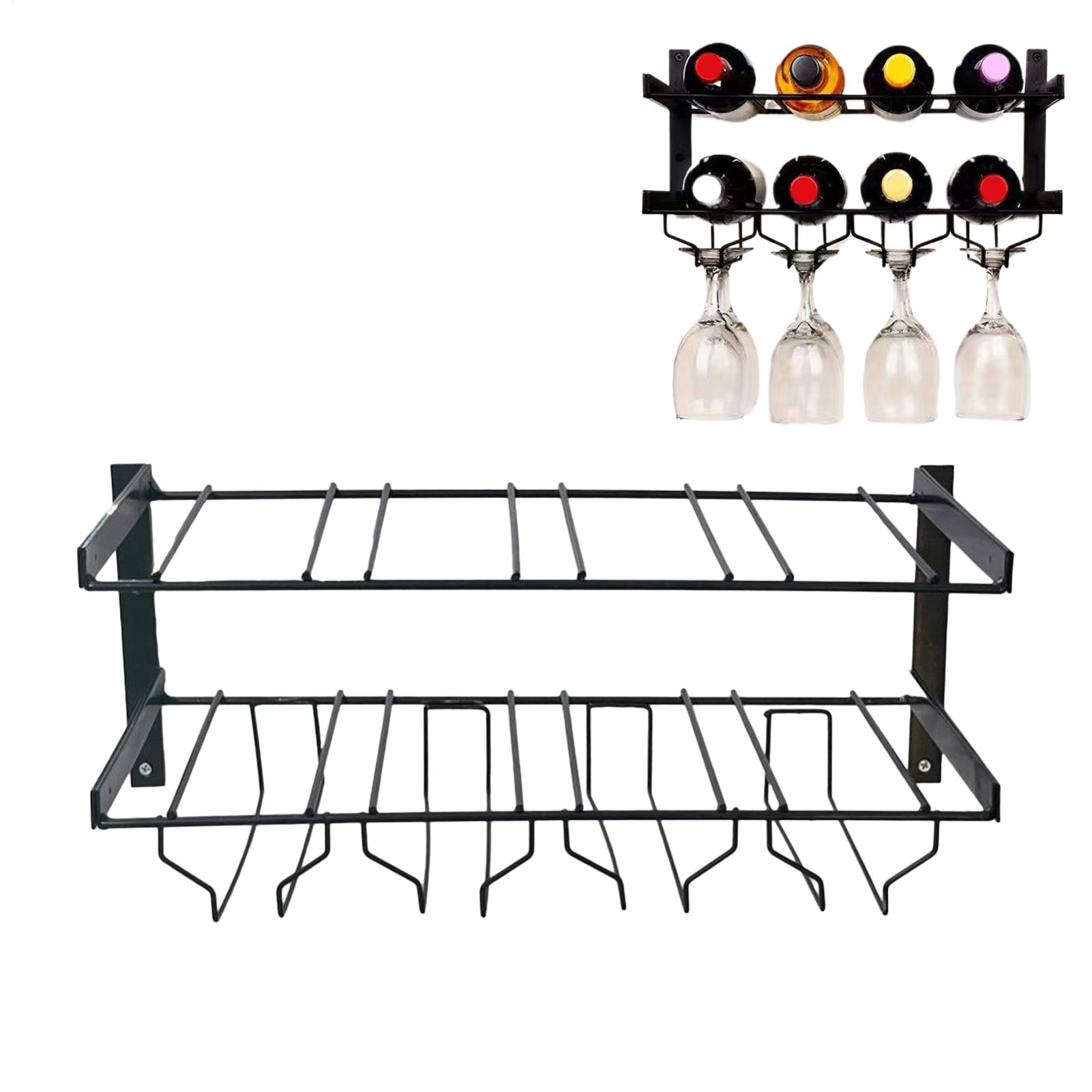 壁掛けワインラック二層鉄製ワイン棚ボトルディスプレイ収納ラッ - Wine Rack Wall Mount のレビューと価格