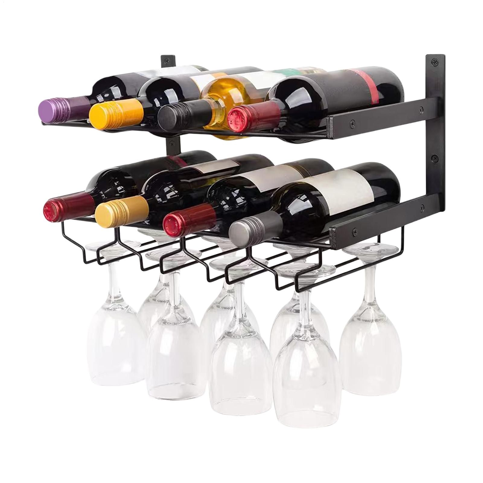 壁掛けワインラック二層鉄製ワイン棚ボトルディスプレイ収納ラッ - Wine Rack Wall Mount のレビューと価格